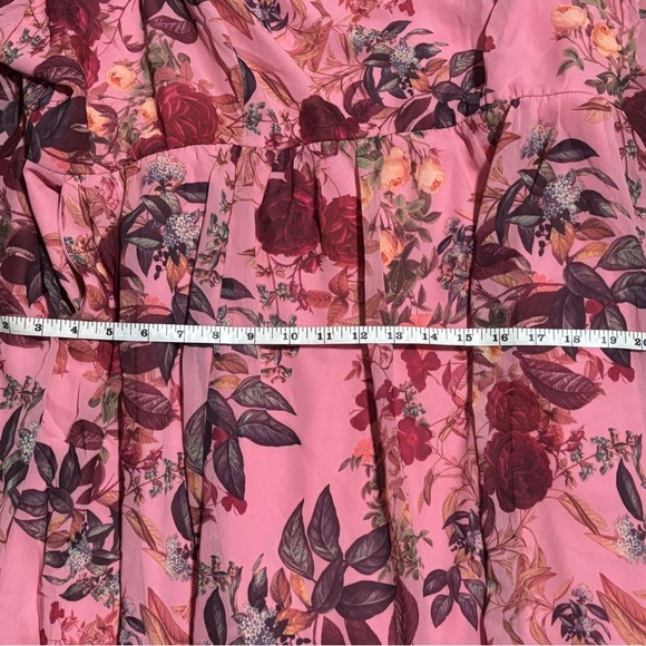 Torrid Dress Women's 2X PINK Mini Clip Floral Square Neck Tiered $85 NEW - Picture 6 of 10
